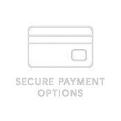 A white credit card icon svg thin white lines only no fill delicate luxury feel Text below the image SECURE PAYMENT OPTIONS the text font needs to be